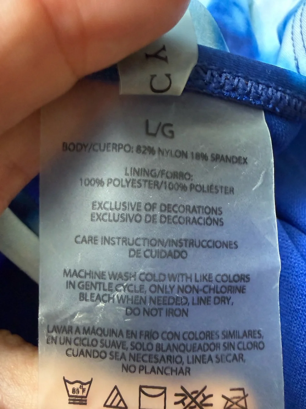 Cyn & Luca Tie Dye Blue White One Piece Swimsuit Adjustable Sides Bathing Suit L